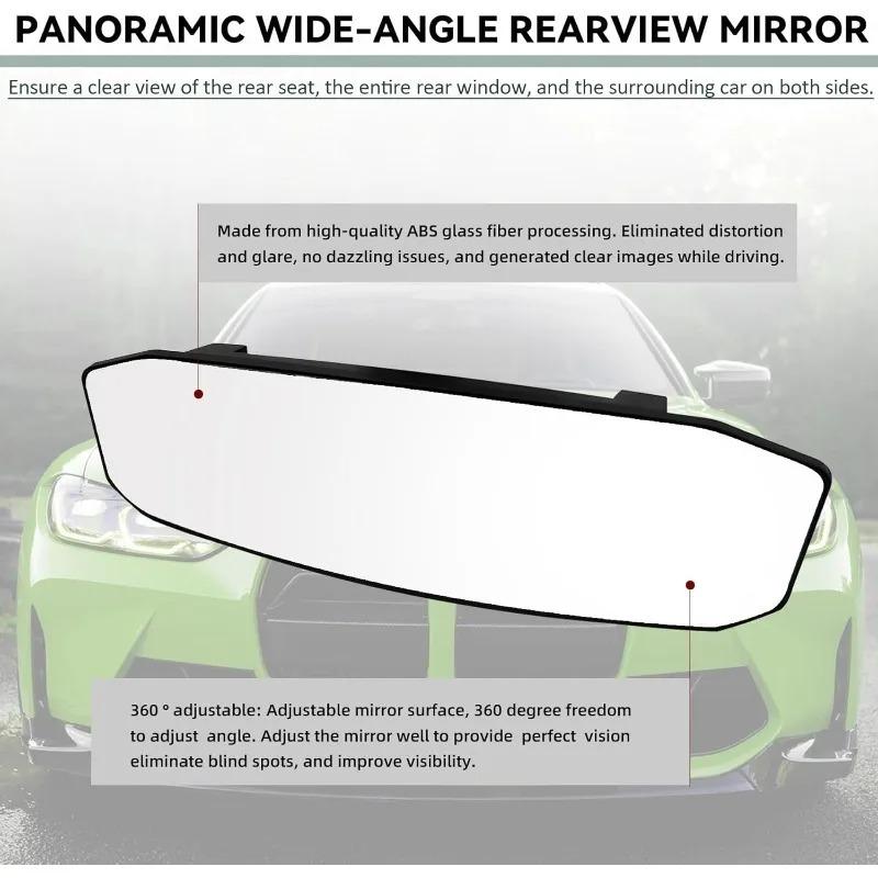 Universal Anti Glare Wide Angle Panoramic Rearview Mirror Clip On Eliminates Car Blind Spots for SUV Truck Vehicle