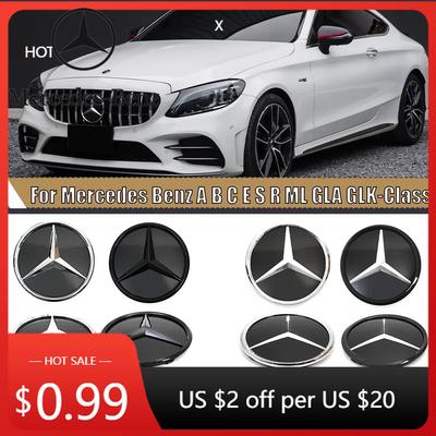 Gorąca Naklejka na Samochód Czarny Znak Emblemat na Przedni Grill Najnowsze 3D Logo Gwiazdy Dla Mercedes Benz Klasy A B C E S R SL ML GL GLA GLK Podświetlenie Lusterka