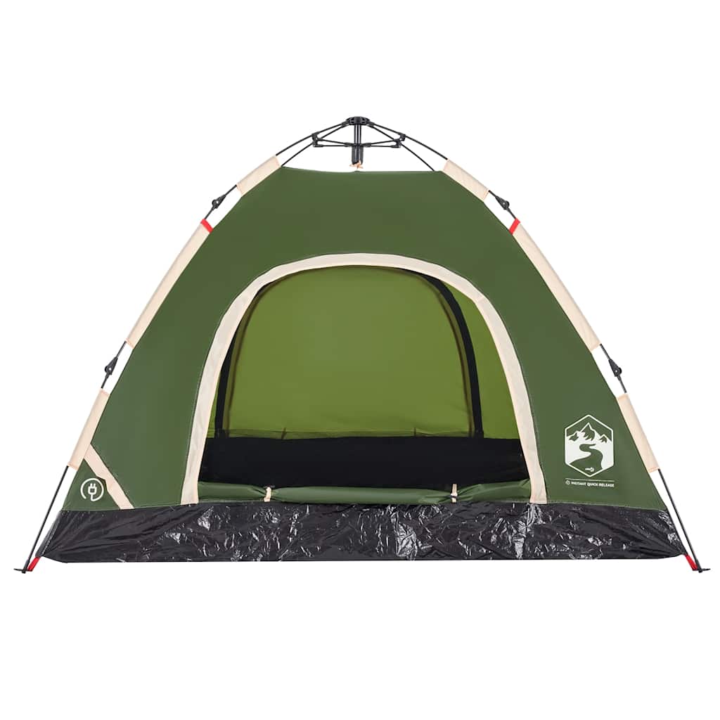 Vidaxl Tourist Tent, 3-Person, Green, Quick Setup