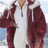 Women's Hooded Long Sleeve Zip Up Fleece Jacket Casual Loose Warm Winter Coat