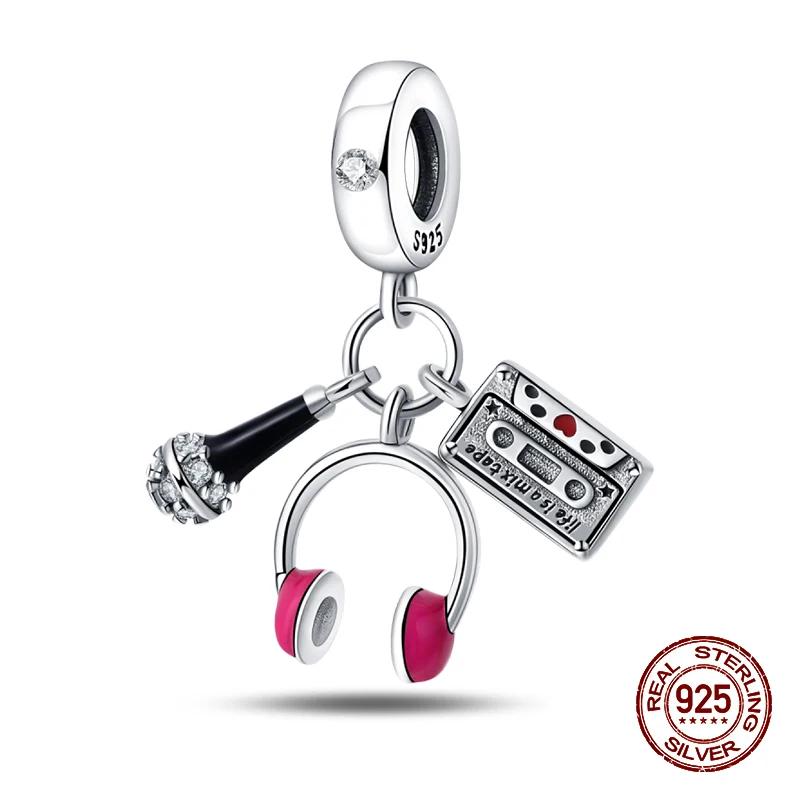 Music Lovers Earphone Tapeguitar Sax Musical Charms Beads Fit Copper Bracelets Diy Jewelry Women Party Gift