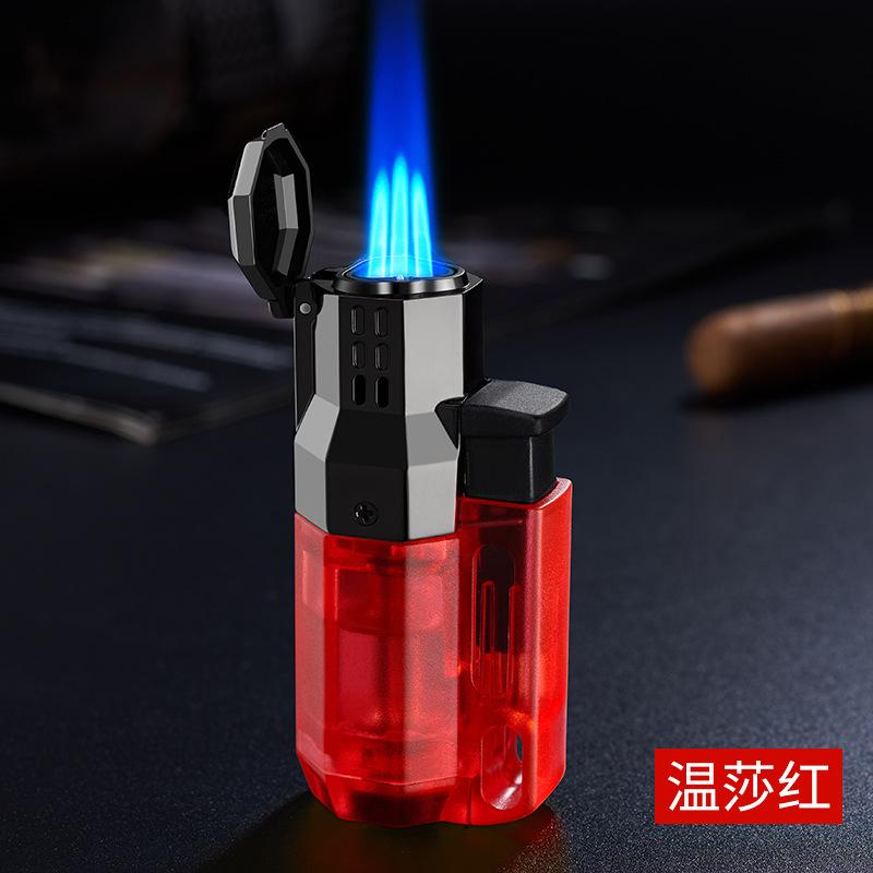 New Three Hole Straight Forward Windproof Lighter Outdoor Portable Cigarette Lighter Men's Cigarette Accessories Gift