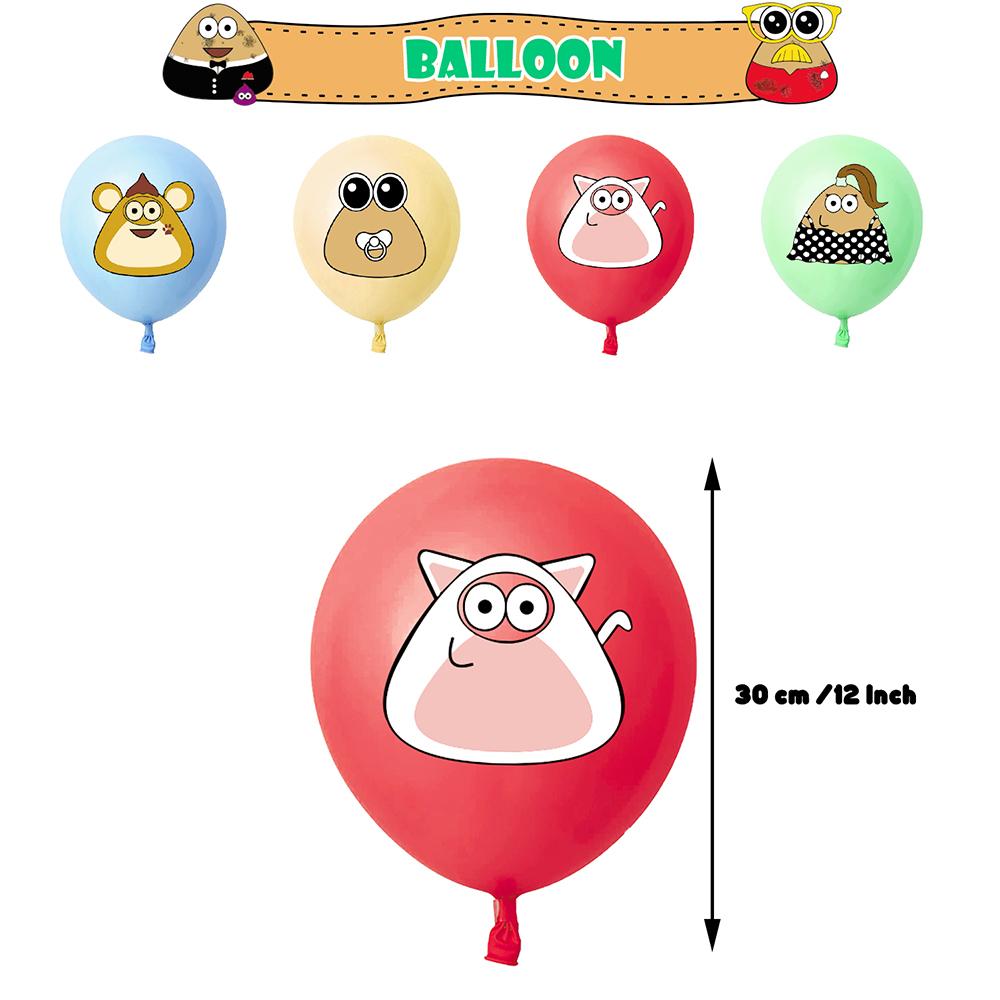 Alien Pou Cartoon Party Decoration Includes Cake Toppers, Balloons, a Banner