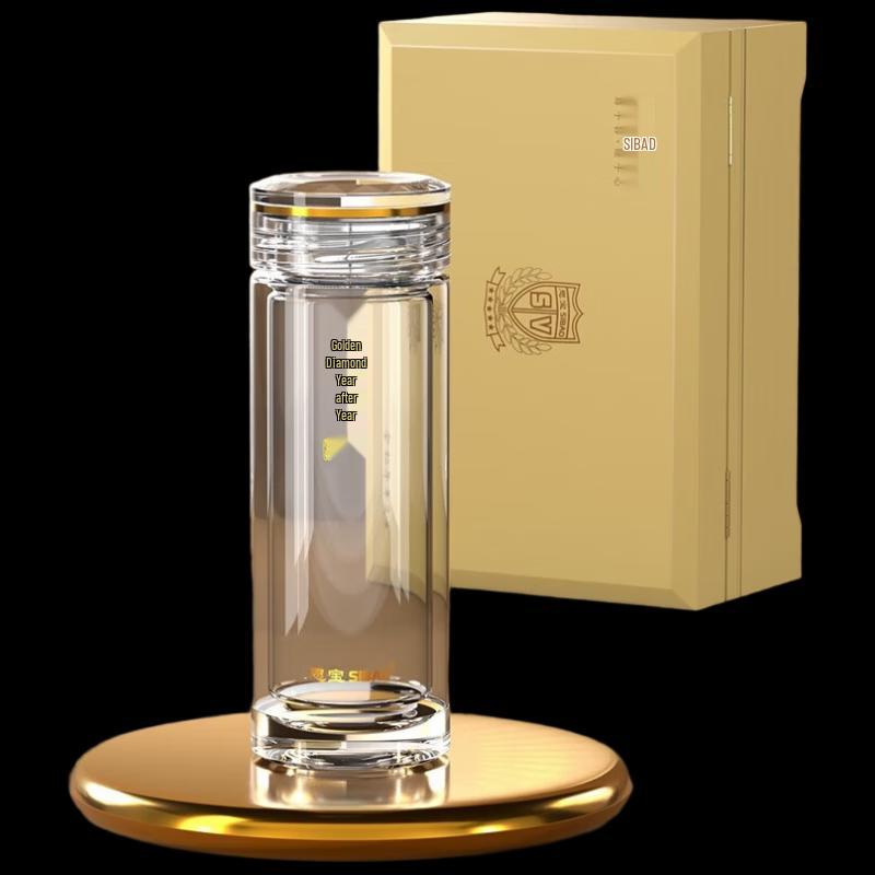 SIBAO Golden Diamond Double-Layer Glass Tumbler