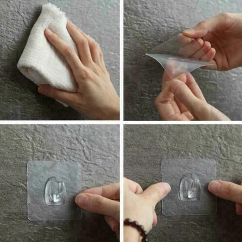 10Pcs/Pack Hooks Transparent Anti-skid Traceless Horn Shape Reusable PVC Clear Strong Sticky Wall Hook