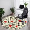 1pc Love, Heart Chair Carpet for Office, Round Polyester Mat, Indoor Decor for Office, Easycare Fabric, Washable Non-slip Area Carpet