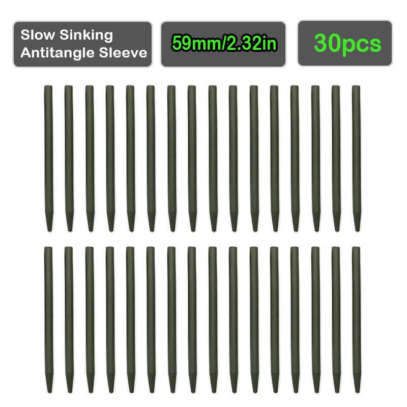 

30pcs Carp Fishing Accessories Slow Sinking Antitangle Sleeve 39/59mm Fit With UK8 Swivel For Carp Fishing Hair Rig Tackle
