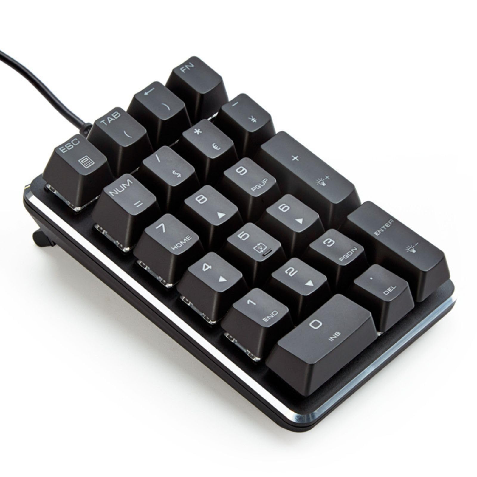 

Numeric Keyboard Mechanical Wired Numeric Keypad 21 Key Numeric Keypad Backlit 50 Million Times High Durability USB Connection Black Windows