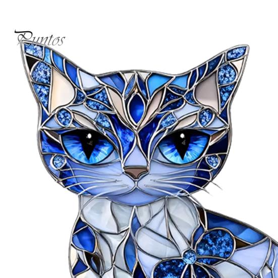 Cat Acrylic Sun Catcher Window Hanging Ornament Blue Cat Sun Catcher with Chain Wall Art Decor Gift for Friends And Family