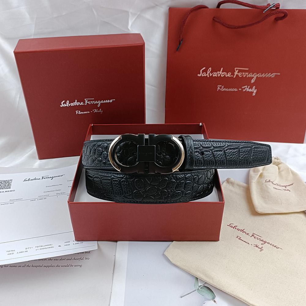 Salvatore Ferragamo 3,5cm Pánský pásek Luxusní značka Designový pásek Oblek Džíny Formální Značkový Dárková krabička