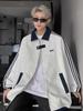 Men's Trendy American Patchwork Hoodie: Autumn College Style Striped Baseball Jacket