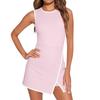 Women Tennis Dress Summer Workout Dress Athletic Sleeveless Fitted Slit Active Dresses Built In Shorts