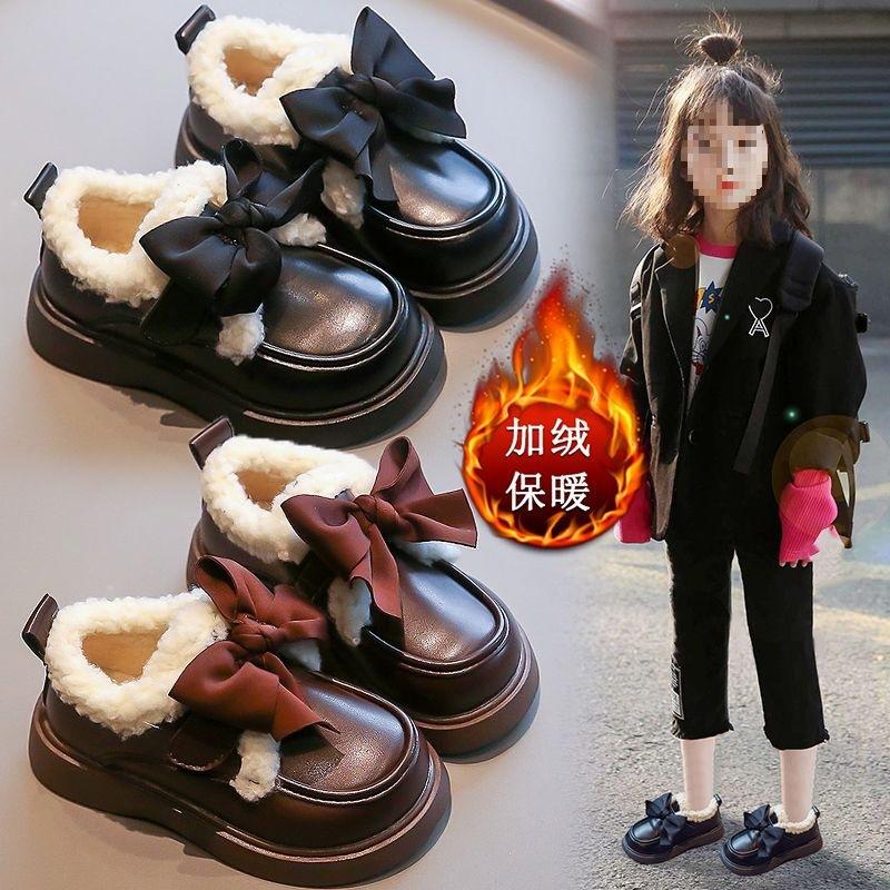 Girls' Shoes, Cotton Shoes, 2025 Autumn/winter New Children's Shoes, Fleece Thickened Snow Boots, Baby Winter Leather Shoes