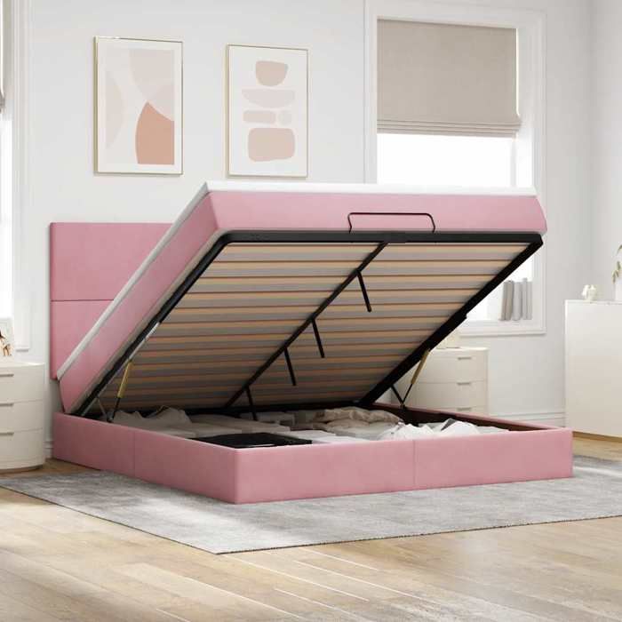 Maison Exclusive - Cadre de lit ottoman avec matelas rose 180x200 cm velours