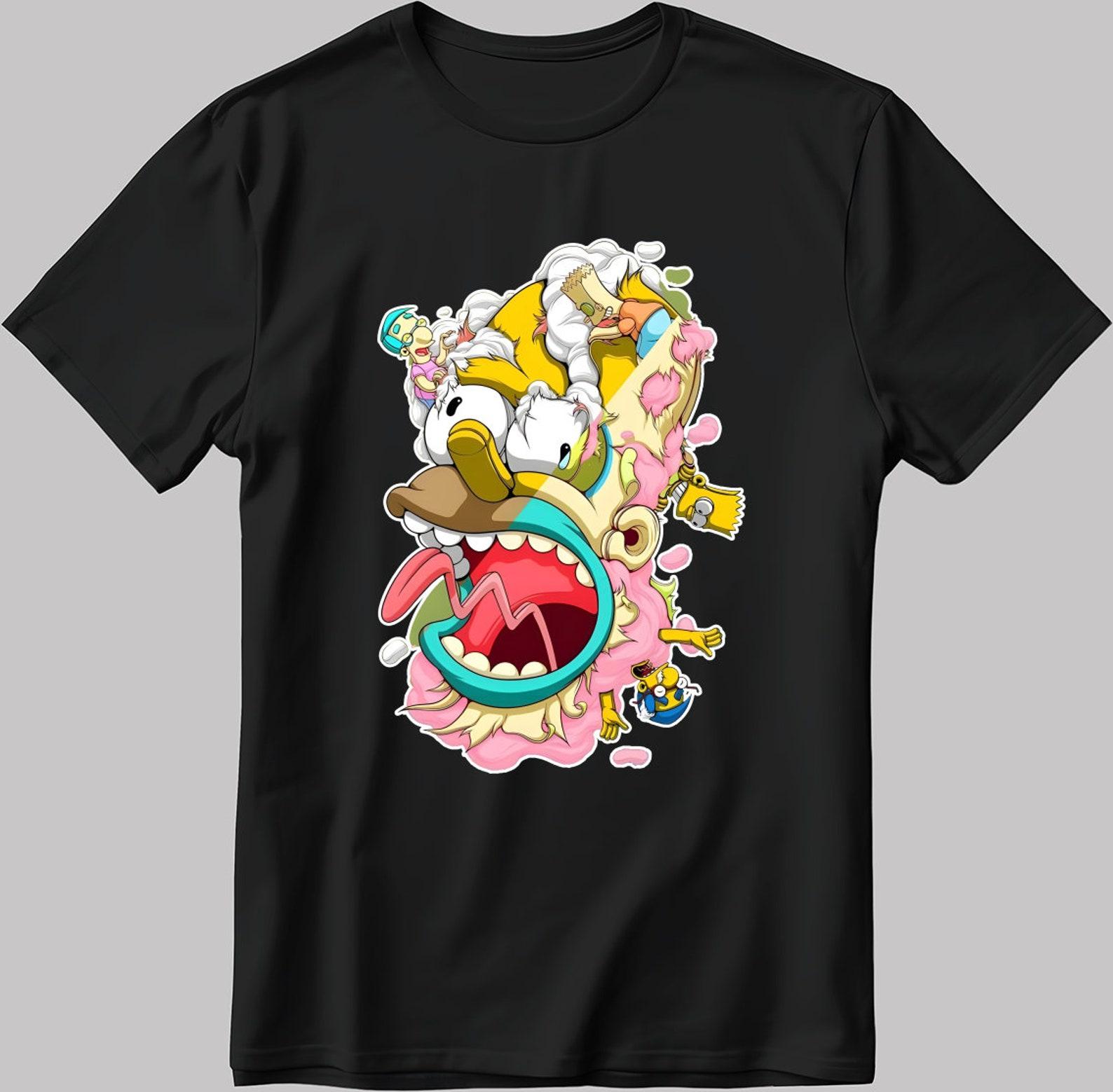Homer Simpson Funny Short Sleeve White-Black Men s / Women s T-Shirt N217 S