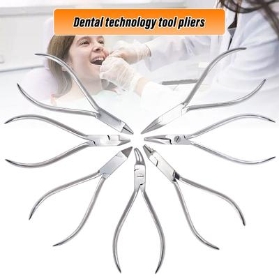 1 buc. Pensetă dentară pentru îndoire sârmă, Capăt distal, Tăietor ligatură, Pensetă de îndepărtare bracket, Vârf plat ascuțit trigeminal, Pensete ortodontice