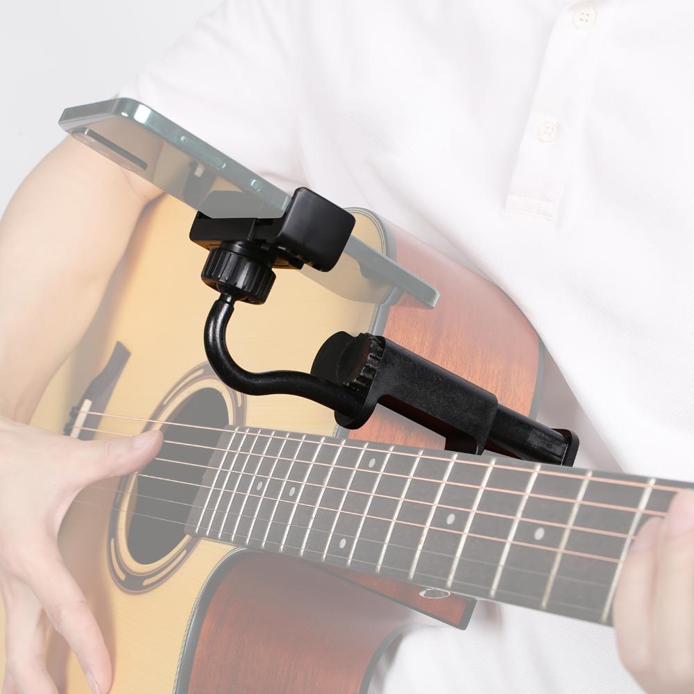 Cassette Guitar Phone Holder, Guitar Phone Holder, Clip-on Guitar Holder, Suitable for Digital Sheet Music, Adjustable Height, Ukulele Accessories