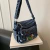 Cartoon Embroidered Denim Bag Women's Shoulder Crossbody Bag