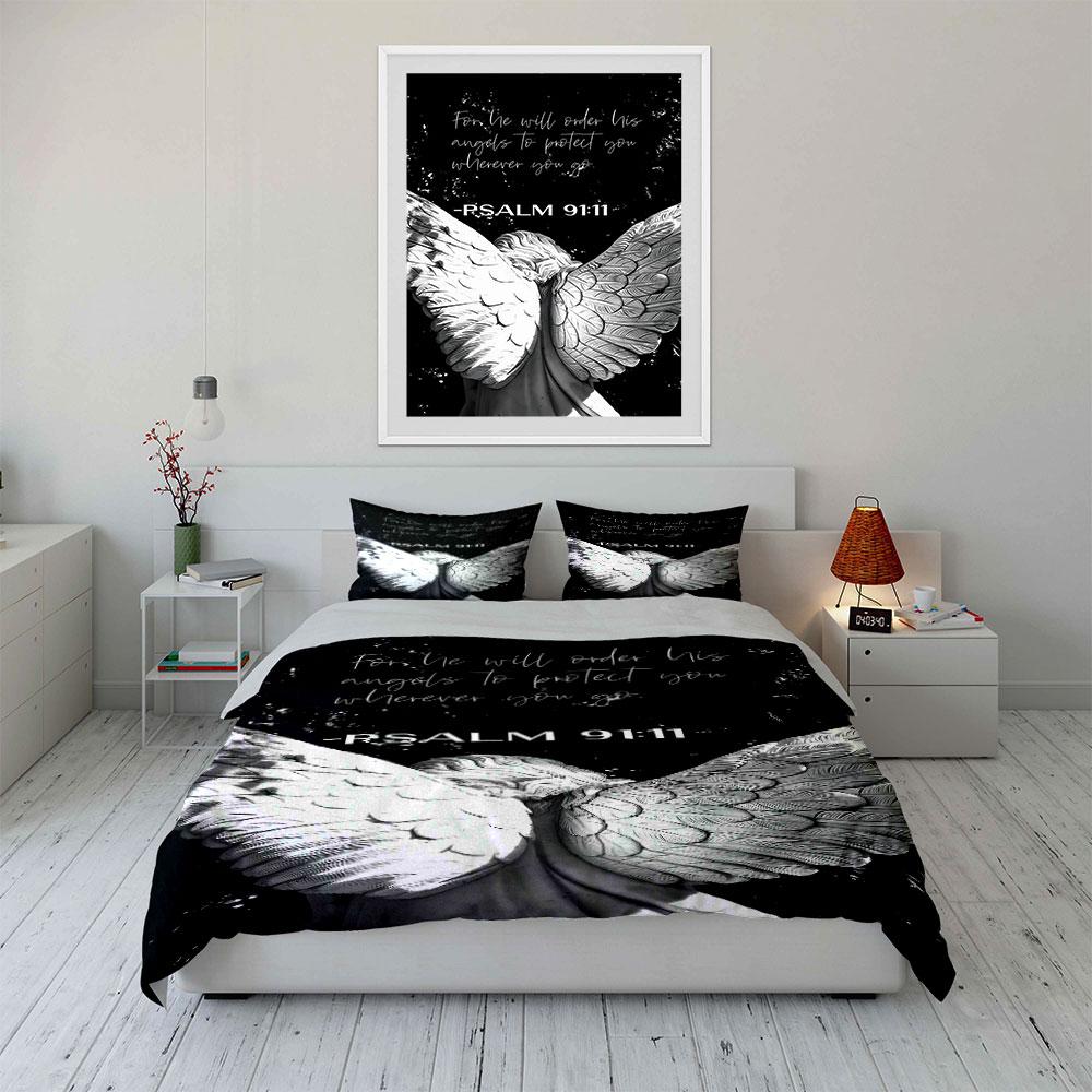 White angel wings pattern. Bedding sets Duvet cover sets Duvet covers Pillowcases(1 * Duvet Cover 2 * Pillowcases without duvet insert)