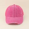 New Summer Mesh Rhinestone Baseball Cap Women Diamond Washed Cotton Sun Cap Adjustable Girls Casual Outdoor Beach Hat