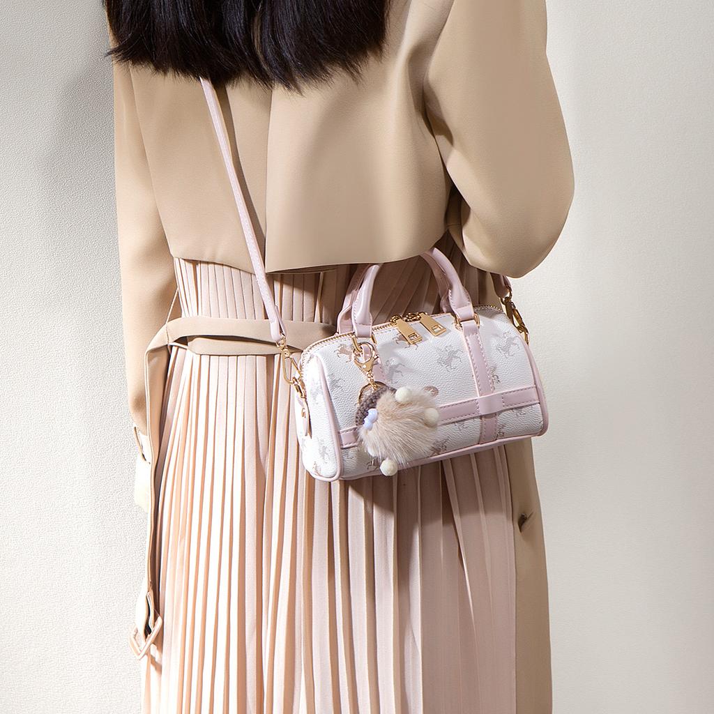 Neue Damen Handheld Schultertasche Mode Bedruckte Boston Barrel Umhängetasche Kissen Tasche Damen