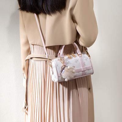 New Women's Handheld Shoulder Bag Fashion Printed Boston Barrel Crossbody Bag Pillow Bag Women
