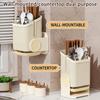 Kitchen Cutlery Rack Household Wall-Mounted No-Drill Countertop/Wall Compatible Rotatable Chopstick Holder
