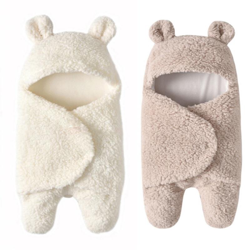 Baby Winter Fleece Swaddle Blanket Cute Newborn Swaddling Wrap Soft Plush Sleeping Sacks