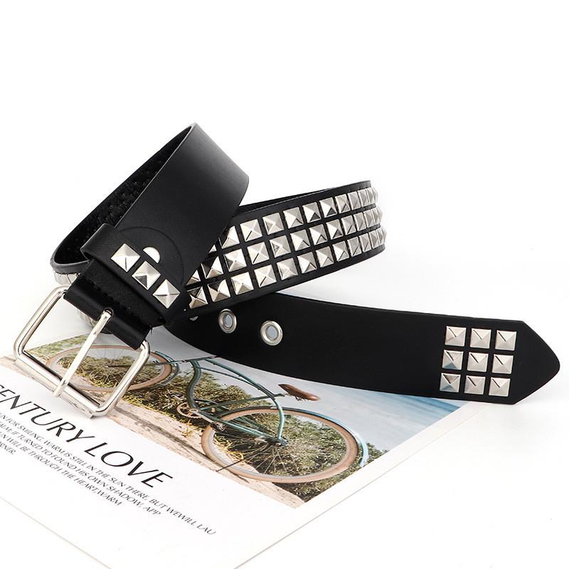 Womens Rock Punk Leather Belt With Rivet Eyelet Design For Streetwear Styles