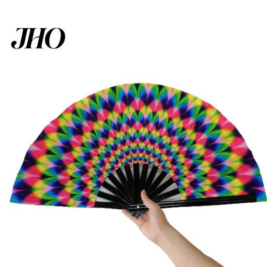 Folding Fan Sturdy Bone Exquisite Pattern Bright Color Performance Glow in The Dark Festival Party Supply Large Hand