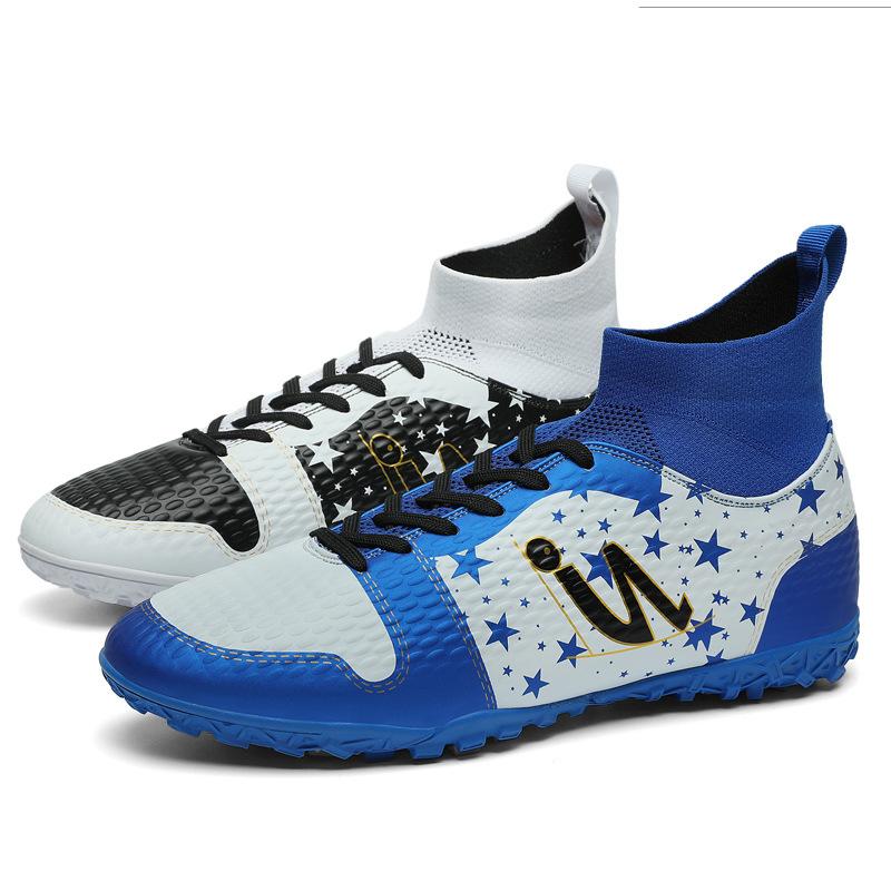 K100 Football Shoes Children Boys Girls Mid To High Height Flying Weave HG Long Nails FG Broken TF Flat Leather Surface Sport