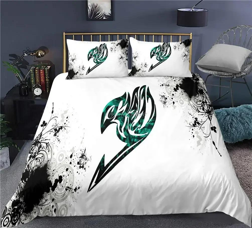Fairy Tail Kawai Anime Beding Set For Bedrom Soft Modern Bedspreads Comefortable Children Kids Soft Duvet Cover Comfortable Quilt Cover And Pilowcase