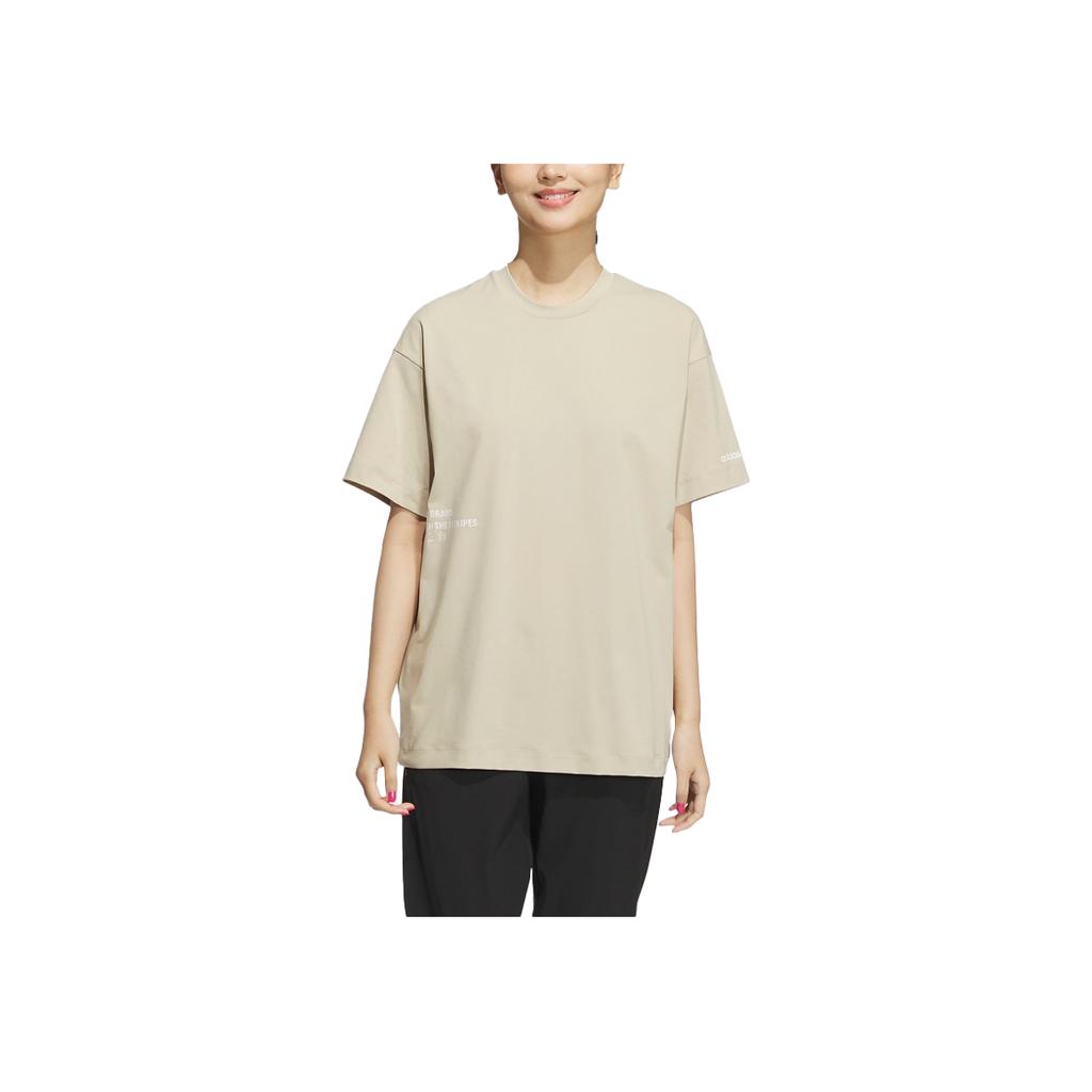 Adidas Sports Series Round Neck Pullover Comfortable Short Sleeve T-Shirt Unisex Tops Prairie-Brown JI8479