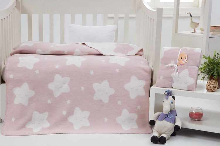

Dolce Bonita Home Cotton Baby Blanket Star Light Powder
