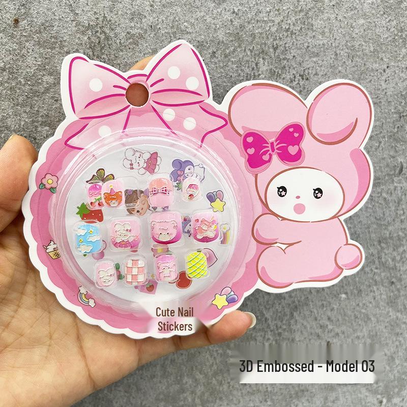 Children's Wearable Custom Nail Stickers - Cute European & American Jelly Glue Fingernail Tips