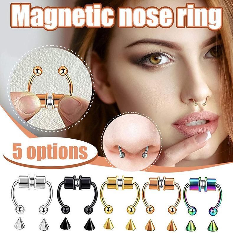 Magnetic Titanium Steel Fake Horseshoe Nose Ring - Non-Piercing Jewelry