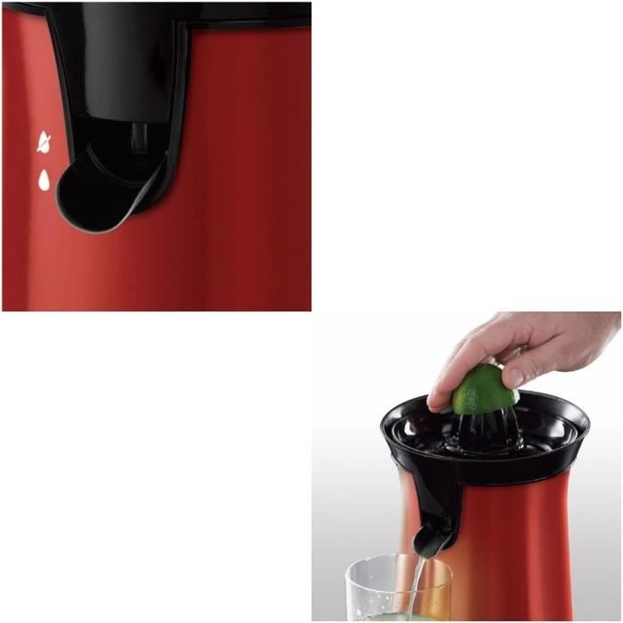 Russell Hobbs 26010-56 Presse Agrumes Electrique, 2 Sens Rotation, 2 Cônes Interchangeables - Rouge