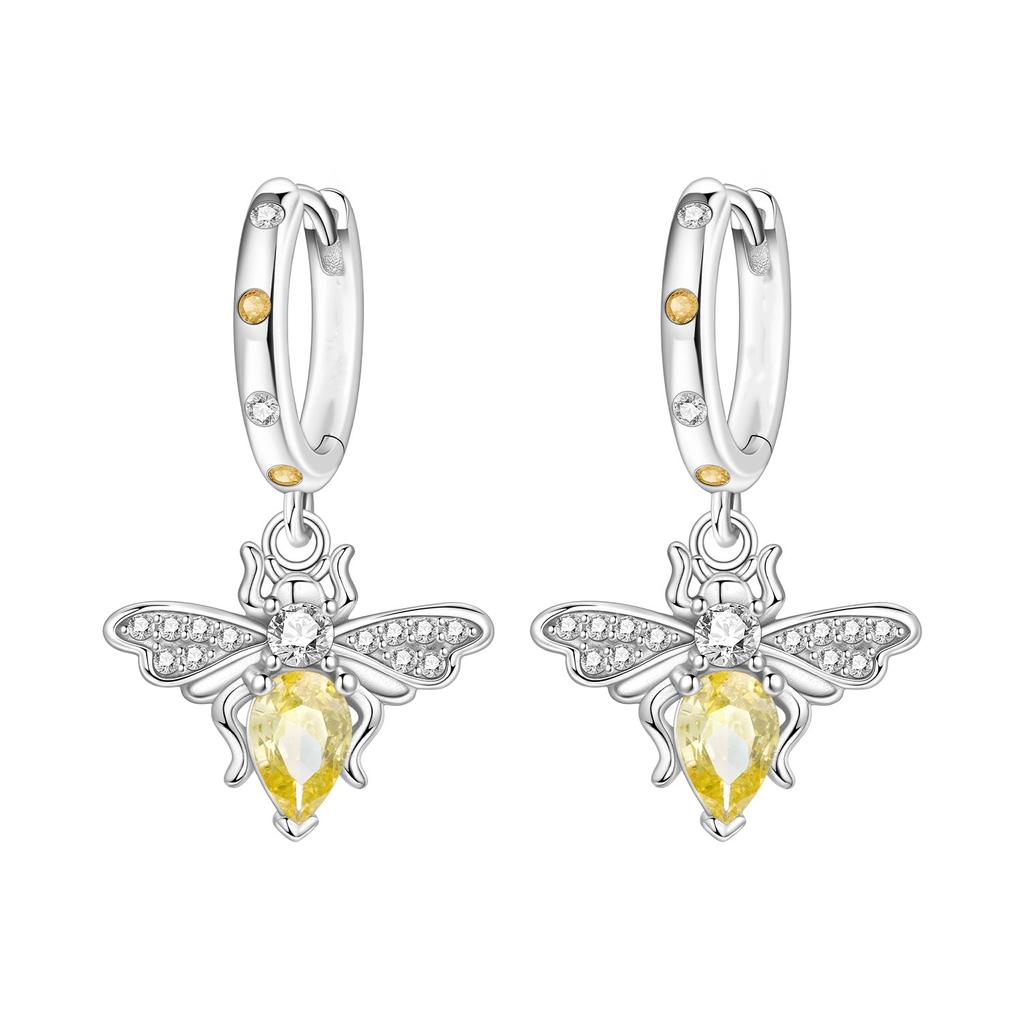 Fashion Copper Silver Plated Drop Earrings Women's Colorful Love Heart Zircon Earrings Fine Jewelry for Wedding Engagement Party