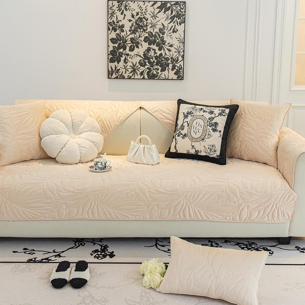 Winter Crystal Velvet Sofa Cushion New Light French Cream Style Cover Cover Cloth Leather Sofa Cushion