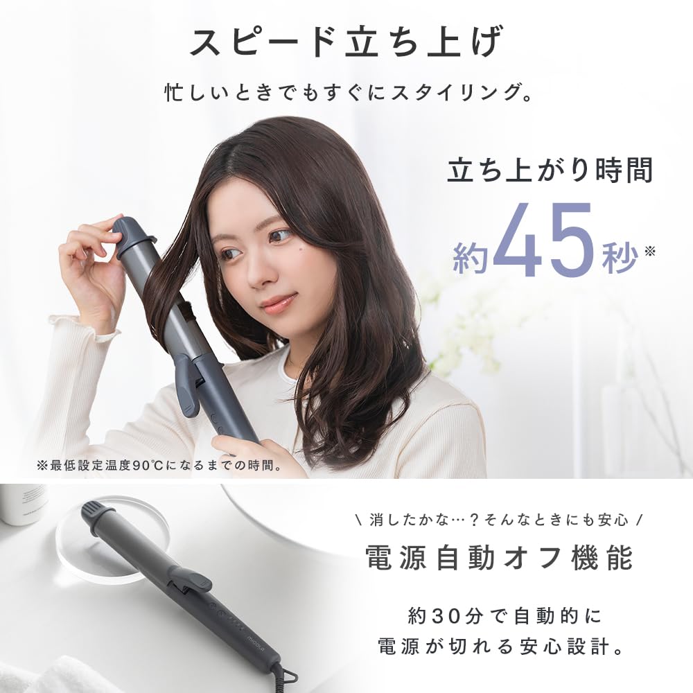 IRIS OHYAMA Curling Dark Reduced Fast 4 Temperature International Iron, 38mm, Gray, Friction, Heat-Up, Settings, Compatible, CIR-AZ10338-H