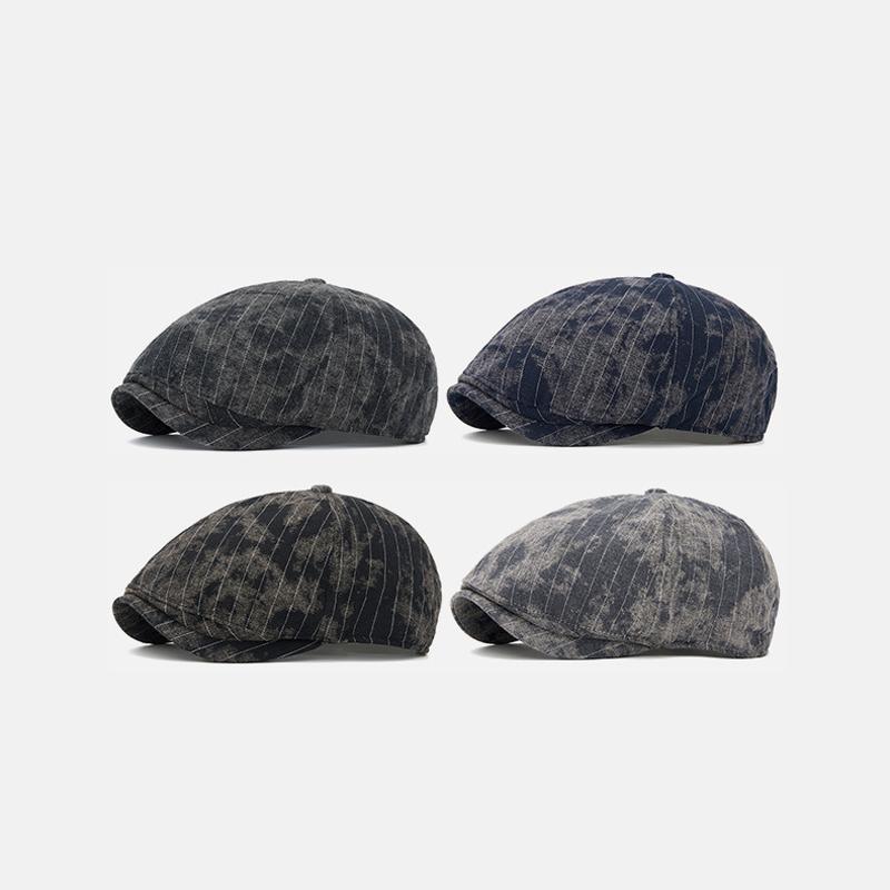 Béret octogonal vintage pour homme, printemps-été, style gavroche tie-dye.