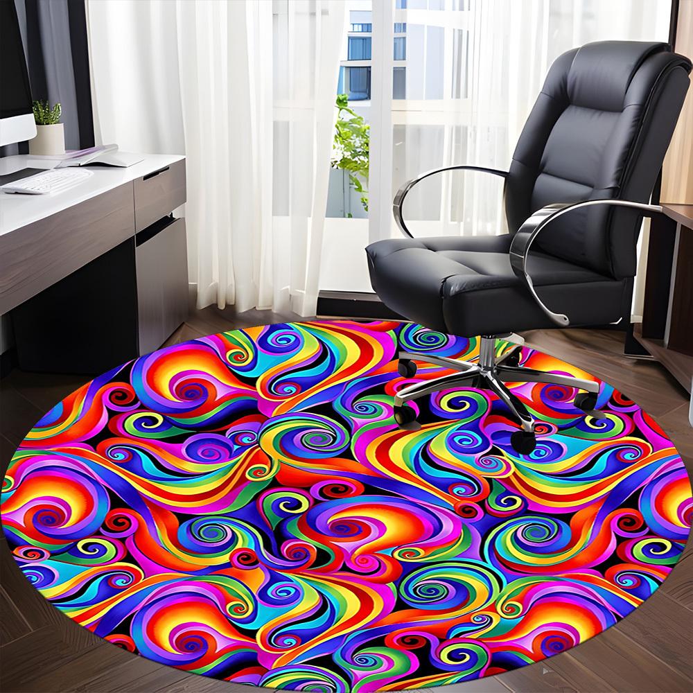 1pc Psychedelic Swirls Chair Carpet for Office, Soft Flannel Throw Mat, Perfect for Office,Holiday Party Decoration Choice Yy251113108