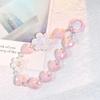 Heart Colorful Phone Lanyard Flower Keychain Crystal Phone Anti-lost Rope Colored Round Bead Cute Glitter Wrist Straps