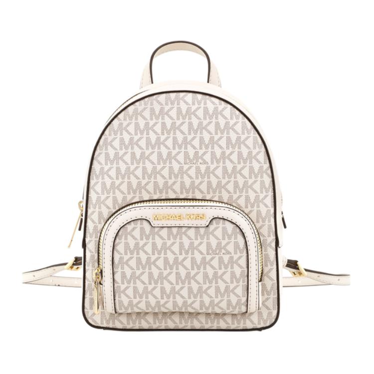 Michael Kors Jaycee Classic Monogram Batoh na zip PVC Mini Dámský batoh Světle krémový 35T2G8TB1B-LT-CRM-MULTI
