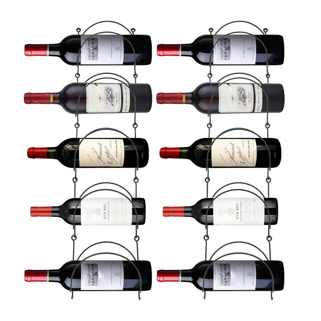 Wall Mount Wine Rack – Black Ironwork Shelf for Farmhouse Kitchen Storage & Decor