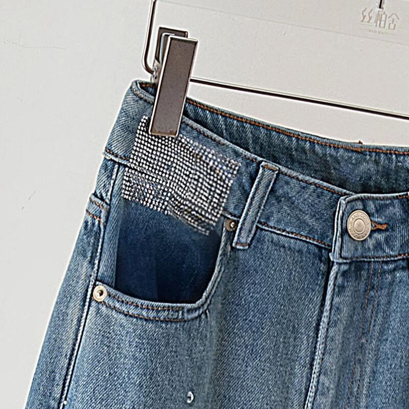 Women's Lyocell High-Waist Wide-Leg Embellished Jeans