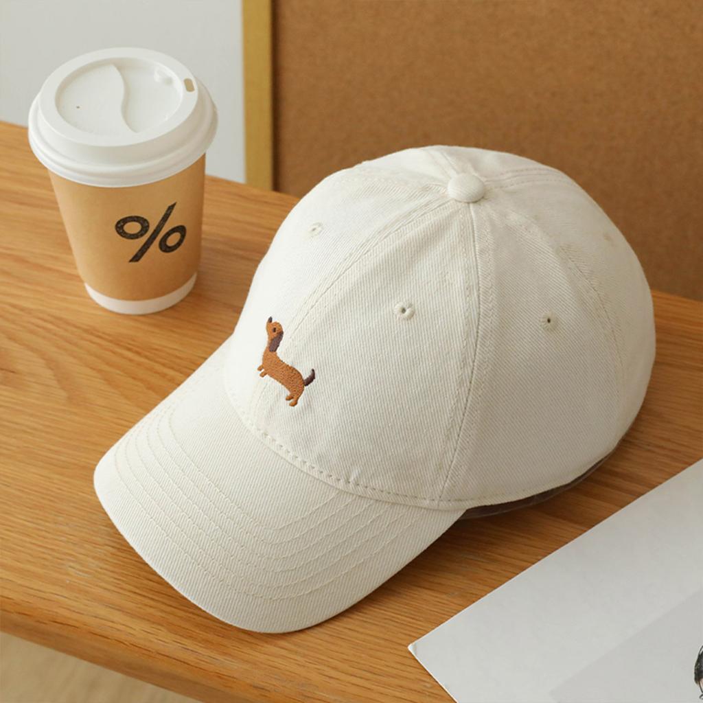 Cartoon Puppy Stitched Cotton Hat Lightweight Adjustable Closure Unisex Fashion Headwear 6 Colors