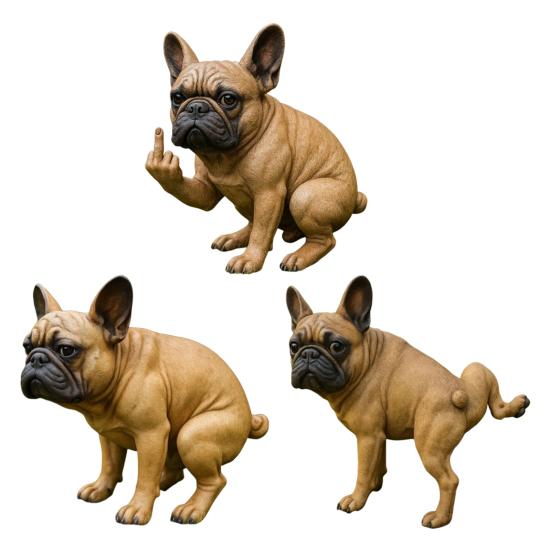 French Bulldog Garden Statue Lifelike Design Resin Dog Shape Figurine Ornament Home Garden Table Decor
