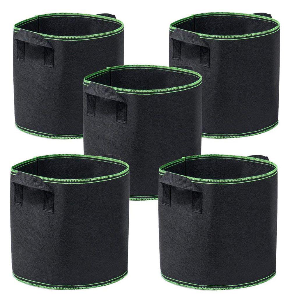 NEW Black Grow Bags 2 Gallon Heavy Duty Non Woven Cloth Planting Ponches Shape