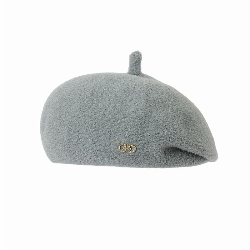 Hat Women's woolen beret Autumn and winter retro literary painter hat Versatile face small warm bud hat